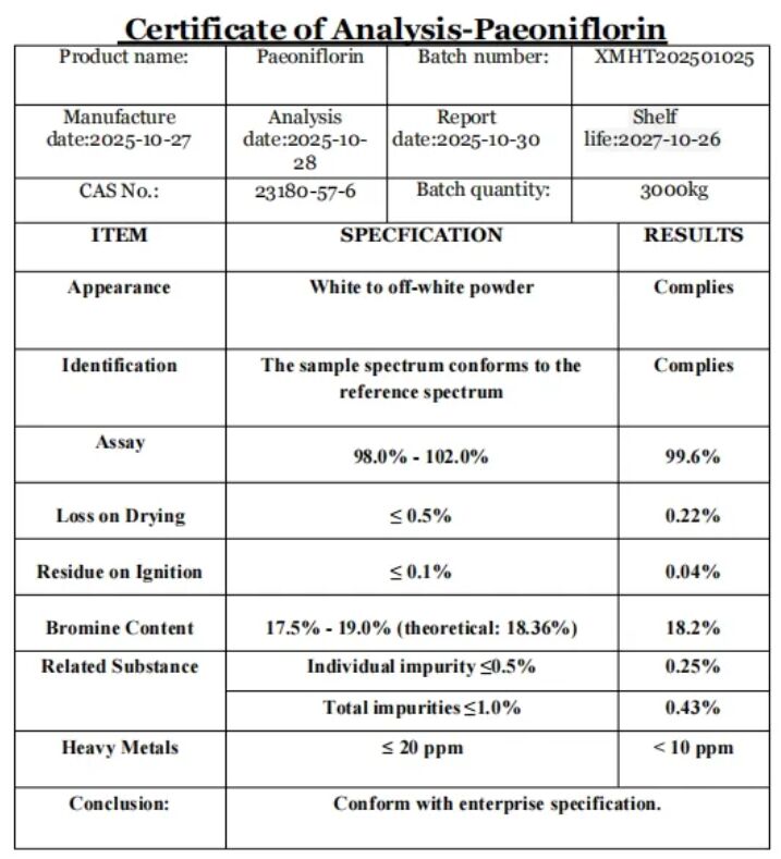 무료 샘플 항산화 원자재 화장품 백화 식물 흰색 피온 파우더 피온 뿌리 추출 10%-50% 피온플로린